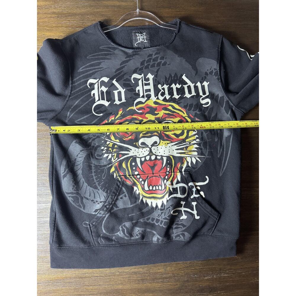 Ed Hardy Sweatshirt Adults Men Medium Black Tiger Graphic Pullover Tattoo - Picture 14 of 14